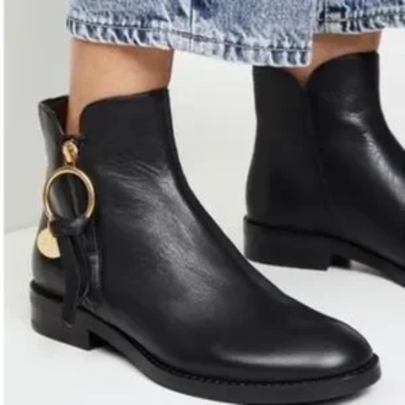 See By Chloé NIB Louise Flat Suede Booties (38/8) - Picture 15 of 16